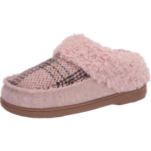 imageDearfoams Womens Elaine Blanket Plaid Moc Toe Clog SlipperPale Mauve