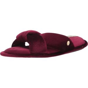 imageDearfoams Womens Jules Shiny Velour Twist Vamp Slide SlipperBurgundy