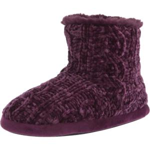 imageDearfoams Womens Leah Marled Chenille Knit Bootie SlipperAubergine