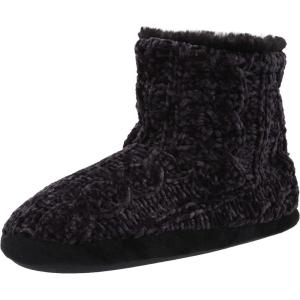 imageDearfoams Womens Leah Marled Chenille Knit Bootie SlipperBlack