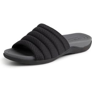 imageDearfoams Womens Original Comfort Emma Slip on Slide Sandal with Arch SupportBlack