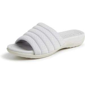 imageDearfoams Womens Original Comfort Emma Slip on Slide Sandal with Arch SupportSilver