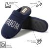 imageDearfoams Mens Groom ampamp Groomsmen Giftable Wedding Day Scuff SlipperGroom Crew Navy
