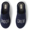imageDearfoams Mens Groom ampamp Groomsmen Giftable Wedding Day Scuff SlipperGroom Crew Navy