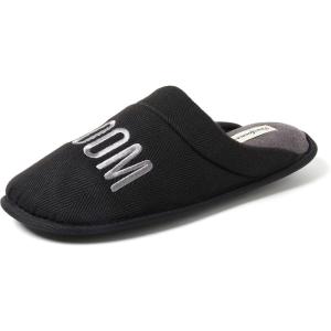 imageDearfoams Mens Groom ampamp Groomsmen Giftable Wedding Day Scuff SlipperGroom Black