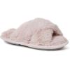 imageDearfoams UnisexChild Ava Kids Printed Detail faux faux fur Cross Band Slide SlipperPale Mauve