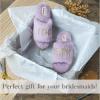 imageDearfoams Womens Bride and Bridesmaid Gifts I Do Crew Matching Bridal Slippers for Wedding and Bachelorette PartyI Do Crew Lavender