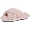 imageDearfoams UnisexChild Ava Kids Printed Detail faux faux fur Cross Band Slide SlipperPale Mauve