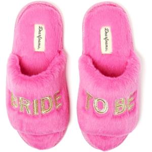 imageDearfoams Womens Bride and Bridesmaid Gifts I Do Crew Matching Bridal Slippers for Wedding and Bachelorette PartyHot Pink Bride to Be