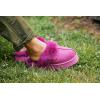 imageDearfoams Womens Fireside Melton Genuine Shearling Shearling Platform Slippers ScuffFuchsia Pink Platform