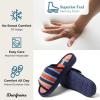 imageDearfoams Womens Adjustable IndoorOutdoor Machine Washable Memory Foam SlideMulti Stripes