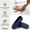 imageDearfoams Womens Cozy Memory Foam Indoor Rebecca Closed Back House Ballet Slipper with Wide WidthsBlue Stary Night