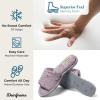 imageDearfoams Womens Indoor Fuzzy Memory Foam Cloud Slip On Beatrice House Slide SlipperPurple Flower Velour