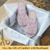 imageDearfoams Womens Indoor Fuzzy Memory Foam Cloud Slip On Beatrice House Slide SlipperPurple Flower Velour