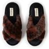 imageDearfoams Womens Jessica Furry Cross Band Slide SlipperLeopard