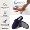 imageDearfoams Womens Memory Foam Washable Leslie Clog House Slipper with Wide WidthsPeacoat Navy Terry