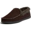 imageDearfoams Mens Eli Microfiber IndoorOutdoor with Whipstitch Detail Suede Moccasin SlipperCoffee