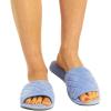 imageDearfoams Womens Indoor Fuzzy Memory Foam Cloud Slip On Beatrice House Slide SlipperIceberg
