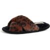 imageDearfoams Womens Jessica Furry Cross Band Slide SlipperLeopard