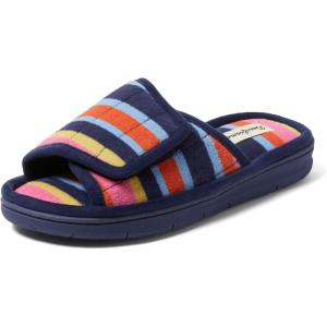 imageDearfoams Womens Adjustable IndoorOutdoor Machine Washable Memory Foam SlideMulti Stripes