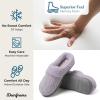 imageDearfoams Womens Fuzzy Memory Foam Cable Knit Claire Clog House Slipper with Wide WidthsLight Purple