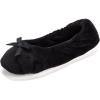 imageDearfoams Womens Layla Ballerina Slipper with Memory Foam Soft Tie Bow and Suede SoleBlack