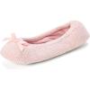 imageDearfoams Womens Layla Ballerina Slipper with Memory Foam Soft Tie Bow and Suede SoleDusty Pink