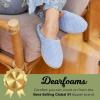 imageDearfoams Womens Fuzzy Slipon Slippers Warm Cozy Soft Lightweight Memory Foam Indoor Leslie House ShoesIceberg Blue Terry