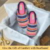 imageDearfoams Womens Fuzzy Slipon Slippers Warm Cozy Soft Lightweight Memory Foam Indoor Leslie House ShoesMulti Stripes Terry