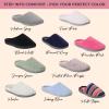 imageDearfoams Womens Fuzzy Slipon Slippers Warm Cozy Soft Lightweight Memory Foam Indoor Leslie House ShoesMulti Stripes Terry