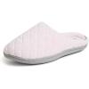 imageDearfoams Womens Fuzzy Slipon Slippers Warm Cozy Soft Lightweight Memory Foam Indoor Leslie House ShoesFresh Pink Terry