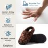 imageDearfoams Womens IndoorOutdoor Memory Foam Darcy Microfiber Velour Clog Wide Widths Slipper Smokey Purple MediumDark Leopard
