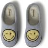 imageDearfoams Unisex Adult Smile Icon Retro Preppy SlippersWomens Grey