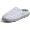 imageDearfoams Womens IndoorOutdoor Memory Foam Darcy Microfiber Velour Clog Wide Widths Slipper Smokey Purple MediumGrey Stars