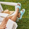 imageDearfoams Womens Melanie Colorblocked Microfiber Terry Thong SlipperAruba Blue