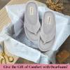 imageDearfoams Womens Melanie Colorblocked Microfiber Terry Thong SlipperGrey Sleet