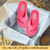 imageDearfoams Womens Melanie Colorblocked Microfiber Terry Thong SlipperParadise Pink