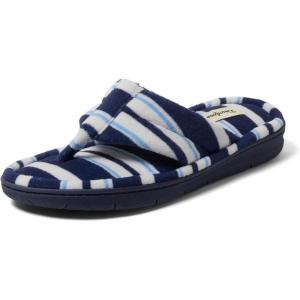 imageDearfoams Womens Melanie Colorblocked Microfiber Terry Thong SlipperBlue Stripe