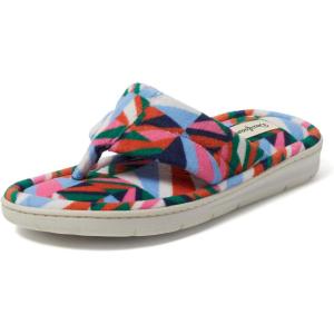 imageDearfoams Womens Melanie Colorblocked Microfiber Terry Thong SlipperBright Print