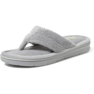 imageDearfoams Womens Melanie Colorblocked Microfiber Terry Thong SlipperGrey Sleet