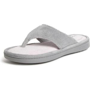 imageDearfoams Womens Melanie Colorblocked Microfiber Terry Thong SlipperSleet