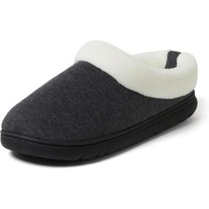 imageDearfoams Womens Olive Memory Foam Sweatshirt Clog SlippersDark Heather Grey