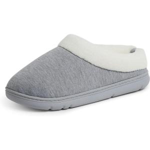 imageDearfoams Womens Olive Memory Foam Sweatshirt Clog SlippersLight Heather Grey