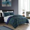 imageDearfoams 7 Piece Super Soft Bed in a Bag Bedding Set Black and White QueenBlue Tartan