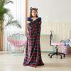 imageDearfoams Farmhouse Plaid Buffalo Check Printed Royal Plush with Sherpa Reverse Adult Hooded Throw 50quotx60quotRed