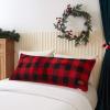 imageDearfoams Grey and White Check Plaid Full Body PillowRoyal Plush with Sherpa Reverse Fabric48quotx20quot Long PillowRed and Black