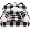 imageDearfoams Red and Black Buffalo Check Sherpa Plush Bean Bag Chair with Novelty Ears LargeBlack and White