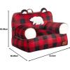 imageDearfoams Red and Black Buffalo Check Sherpa Plush Bean Bag Chair with Novelty Ears LargeRed and Black