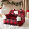 imageDearfoams Red and Black Buffalo Check Sherpa Plush Bean Bag Chair with Novelty Ears LargeRed and Black