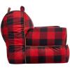 imageDearfoams Red and Black Buffalo Check Sherpa Plush Bean Bag Chair with Novelty Ears LargeRed and Black
